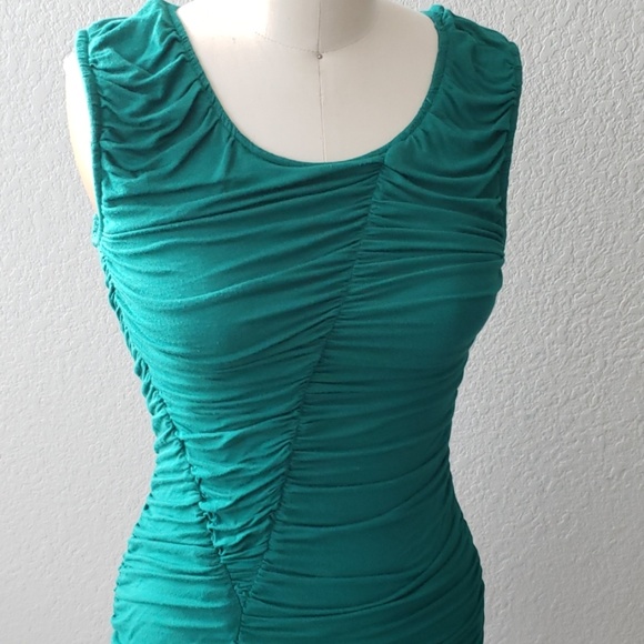 Green Ruched Mini Dress - Picture 2 of 3